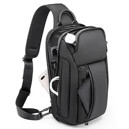 Однолямковий рюкзак через плече Bange BG-7566 7л Сумка-слінг з USB-роз'ємом Black (19367) - мініатюра 3