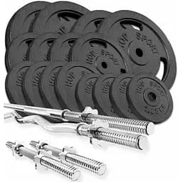 Набір Hop-Sport Strong 119кг з прямим, W-подібним і гантельними грифами