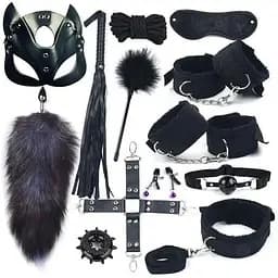 Еротичний набір БДСМ для рольових ігор Чорний бдсм набір 13 предметів для рольових садо-мазо ігор Фетиш