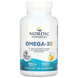 Риб'ячий жир Омега-3/Д3 Nordic Naturals Omega-3D 1000 мг 120 капсул смак лимона (NOR-02761)