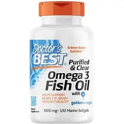 Жирные кислоты Doctor's Best Purified & Clear Omega 3 Fish Oil, 120 капсул