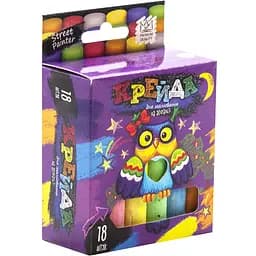 Мел для рисования на асфальте Danko Toys MEL-02-04U 18 шт, тонкий, Укр