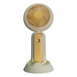 Акумуляторний мінівентилятор Mini Portable Fan 3 Вт, жовтий, вентилятор із підсвіткою і тримачем для телефона