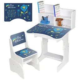 Дитяча парта Bambi N 2071-4-1 з англ. абеткою та стільчиком біла