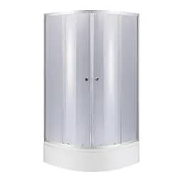 Душевая кабина Latwa SC90x90.SAT.MID. GR полукруглая, стекло тонированное 4 мм + душевой поддон Kapielka ST90x90x26, с панелью Lidz, универсальная, тонированная