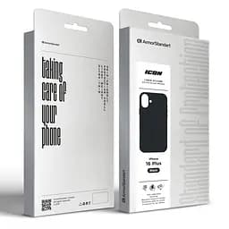 Силиконовый чехол для Apple iPhone 16 Plus, ICON2 Case, черный, противоударный, панель, защита всего корпуса, матовая поверхность Soft Touch, выступает над дисплеем, совместим с защитными стеклами и пленками, с микрофиброй, ArmorStandart (ARM78623) - мініатюра 9