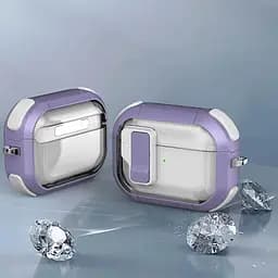 Футляр протиударний Locking Button для навушників Airpods Pro 2 / Pro Light Purple - мініатюра 4