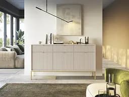 Комод Perfect Home Новая/Nova 3-дверный с 3 ящиками и золотыми ножками KSZ154 Кашемир (PFH-091245)