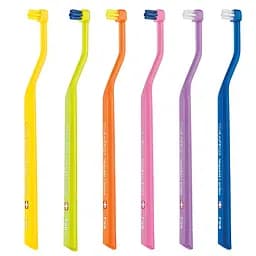 Монопучкова зубна щітка Curaprox CS 708 Implant Ortho зі згинаючою голівкою синьо-біла - мініатюра 3