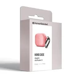 Силіконовий чохол для навушників Apple AirPods 3, Hang Case, рожевий, ультратонкий захисний кейс товщиною 2 мм, захист від подряпин, пилу та ударів, компактний, з карабіном для кріплення, ArmorStandart (ARM60320) - мініатюра 8