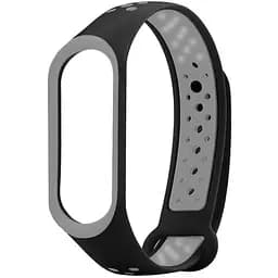 Ремешок для фитнес-браслета MiJobs для Xiaomi Mi Band 3 и 4 Nike design черный с серым