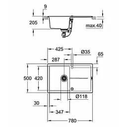 Кухонна мийка Grohe Sink K400 31639AP0, Чорний - мініатюра 2