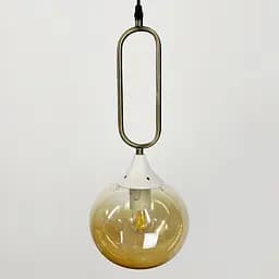 Підвісний світильник із янтарним плафоном у білому корпусі 44х16 см | Арт. 12616/1 WT+AM | Line F