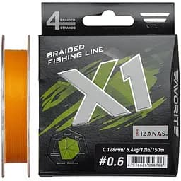 Шнур Favorite X1 PE 4x 150 m #0.6/0.128 mm 12lb/5.4 kg Помаранчевий (1013-1693.11.18)