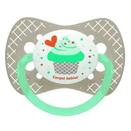 Силиконовая симметричная пустышка Canpol Babies Cupcake, серый, 0-6 мес. (23/282_grey)