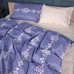 Комплект постільної білизни MisSon Сатин 22-1394 Vintage Filigree 175х210 синій з бежевим (2200010564778)