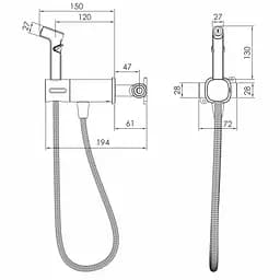 Набір прихованого монтажу гігієнічного душу Imprese Bilovec black matt f03900910AA, Чорний матовий - мініатюра 2
