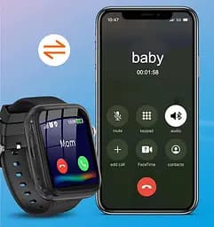 Дитячий розумний годинник Lemfo T45 Pro, 4G відеозв'язок, прослуховування, Face ID, GPS геолокація, геопаркан, SOS, IP67, до 5 днів роботи Чорний - мініатюра 6