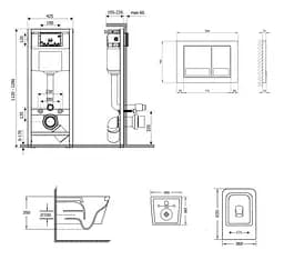 Набір Q-tap Nest 4 в 1 підвісний унітаз Robin 520x365x365 + комплект інсталяції QT13332381AW47498 - мініатюра 11