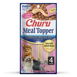 Лакомство Inaba Churu Meal Topper для кошек кремовый мусс в стиках с тунцем и лососем 4x14 г