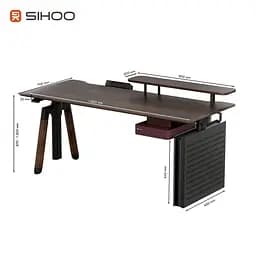 Геймерський стіл Sihoo D07 1.6m Walnut/Black (D07B-101/D07J-101-AB) - мініатюра 3