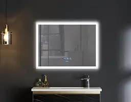 Дзеркало Mixxus Flat MR04-80x60 (LED Touch, годинник, антизапотівання, димер, регулювання яскравості) MI6928 - мініатюра 10