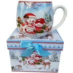 Чашка новорічна R33360 Зимова історія порцелянова в подарунковій коробці 420 мл Біла