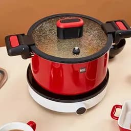 Каструля-скороварка Huo Hou HU0160 Stainless Steel Enamel Micro Pressure Cooker червона  - мініатюра 5