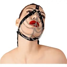 Маска с цепями Art of Sex - Devon, натуральная кожа, цвет черный