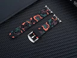 Ремінець Creasted для годинника Apple Watch 42 мм 44 мм силіконовий з пряжкою, Camouflage with orange - мініатюра 5