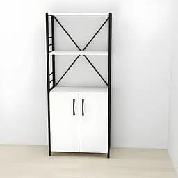 Етажерка 3/60 Ferrum-decor Серії Конект із тумбою 144x60x28 Чорний ДСП Білий (FRD-104442)