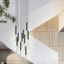 Чорний підвіс із скляним розсіювачем з ефектом бульбашок 41 см | Line F | Арт. MJ462/200+200 BK