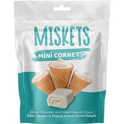 Мини-рожки вафельные Miskets с начинкой со сливочным вкусом и белым шоколадом 50 г