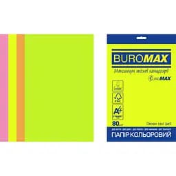 Набір паперу Buromax Euromax Neon А4 50 аркушів 4 кольори (BM.2721550E-99)