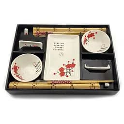 Сервиз для суши Красная сакура на белом фоне 2 персоны 39х27,5х5,5 см (Арт.34282B)