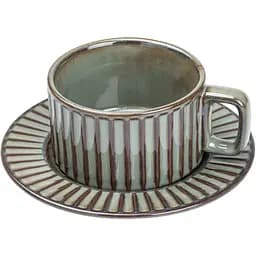 Чашка з блюдцем Happy Life керамічна у французькому стилі 250 мл графіт HP7210G