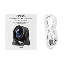 ARDESTO Вентилятор FT-M95B настільний, 12см, дисплей, аккумулятор, USB-A Type-C, сірий - мініатюра 7