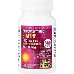 Амінокислота Natural Factors BioCoenzymated Methylfolate 1000 mcg, 60 таблеток vit0004024