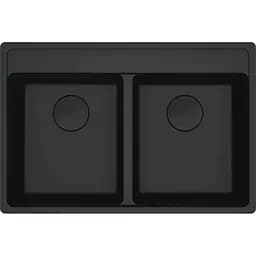 Кухонна мийка Franke Maris, фраграніт, прямокутник, без крил, 760х510х200мм, чаша - 2, врізна, MRG 620 TL, чорний матовий