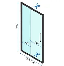 Душова кабіна Rea Rapid Slide 90x110 black REA-K6422 + REA-K6401, Чорний матовий, Універсальна, прозрачний, Чорний матовий - мініатюра 6