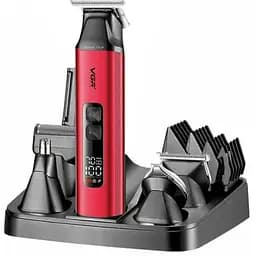 Универсальный триммер VGR V-117 6 в 1 машинка для стрижки волос бороды Красный 10 Вт USB