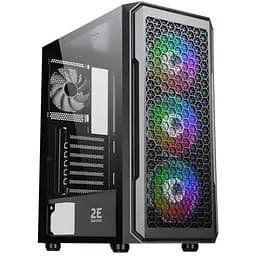 Корпус 2E Gaming HEXAGON (G338), чорний, без БЖ, Mid Tower, для ATX / Micro ATX / Mini ITX, 3x120 ARGB Fan, бічна панель із