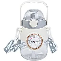 Бутылка для воды Happy Life детская 820 мл с ручкой и ремешком серый HPGM2217G