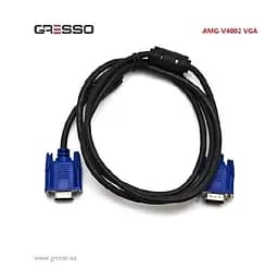 Кабель Gresso Vga 2 м модель V4002 male to male тато-тато 2 ферити чорно-блакитний пакет - мініатюра 4