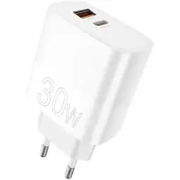 Зарядний пристрій адаптер живлення WUW-C208 30 W PD USB-C + USB QC 3.0 18 W