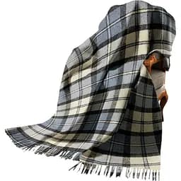 Плед вовняний Love You П4 200х140 см білий з синім та сірим (4535)