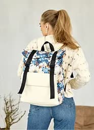 Жіночий рюкзак ролл Sambag RollTop Milton з принтом Blue flowers 41 х 30 х 16 см (24251722)