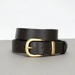 Ремень кожаный женский удлиненный HC-3092 (145 см) коричневый с золотой пряжкой