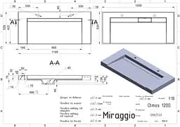 Умивальник Miraggio OLMOS 1200 (0001110) Mirasoft, Матовий, Підвісний/Врізний, Білий - мініатюра 2