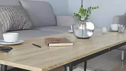 Стіл журнальний трансформер Dandi Small Ferrum-decor 45x120(160)x60 Чорний метал ДСП Дуб Сонома 16 мм (FRD-106788) - мініатюра 2